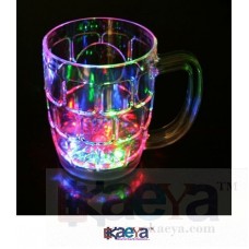 OkaeYa Light Changing Fibre Glass Beer Mug With Inductive Rainbow Color Disco Led 7 Colour Changing Liquid Activated Lights Multi Purpose Use Mug/Cup 650ml